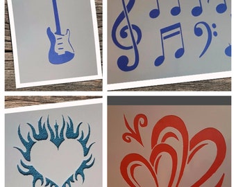 Gitarre Schablonen Gegenstand Bastelschablonen Tattoo Stempel Vorlagen Aufkleber Stencil Decor Fotowand Wanddeco Personenschablone Instument