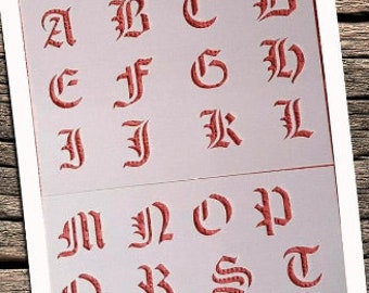 A - Z Groß Buchstaben Wandschablonen Stencil Leinwand Textilgestaltung Airbrush Vintage Entwurf Tattoo Stempel Vorlage Schriftschablonen
