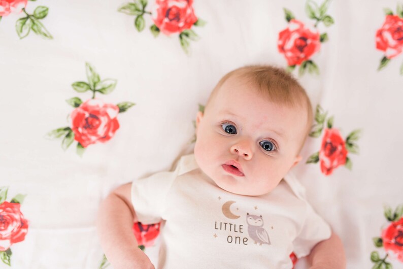 Swaddling Wrap Muslin Swaddle Blanket for Newborn Baby Girl Red Rose Large - BambooCotton 47x47 Pattern Receiving,Burp Cloth,Stroller