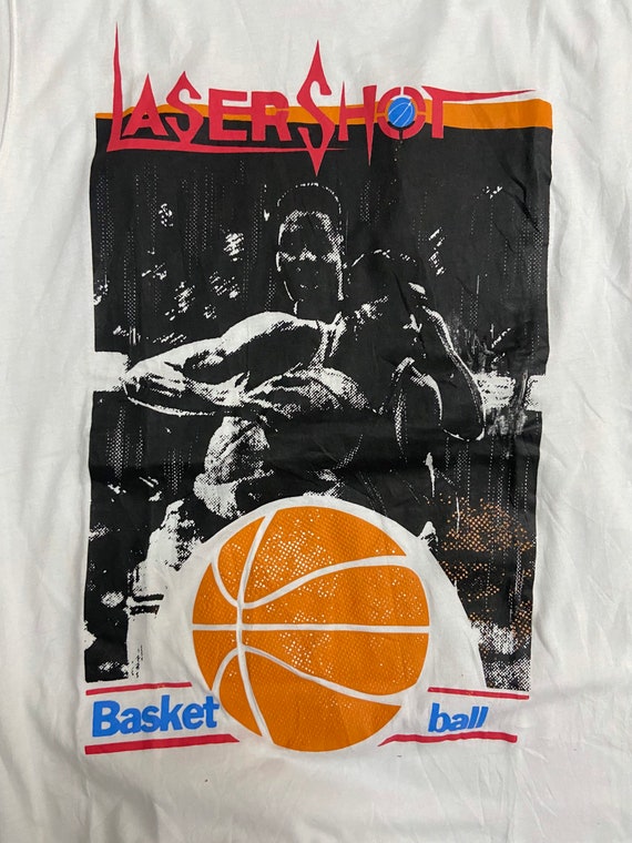 Vintage 90s Laser Shot "Basket Ball" Street Art T… - image 5