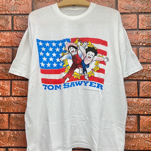 Vintage 90er Jahre Das Abenteuer von Tom Sawyer japanische 1980 Anime T Shirt / Studio Ghibli / Chihiros Reise / 90er Jahre Anime Made In Japan Größe L