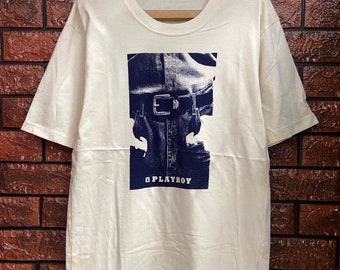Vintage 90s Playboy Denim Advertisement Promo Photo T Shirt / Vintage Photo T Shirt / Fashion Photography T Shirt Size M