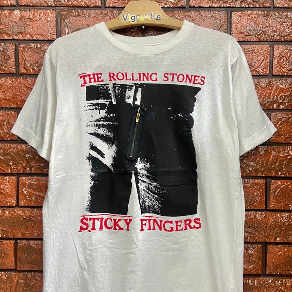 Vintage 90 The Rolling Stones "Sticky Fingers" 1971 Álbum Promo Camiseta / English Rock / Mick Jagger / Vintage Rock Band Camiseta Tamaño M