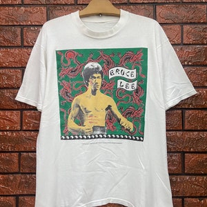 Vintage 90s Bruce Lee Legendary Martial Art Actor "Enter The Dragon" The Movie Mosquitohead T Shirt / Vintage Movie T Shirt Size L