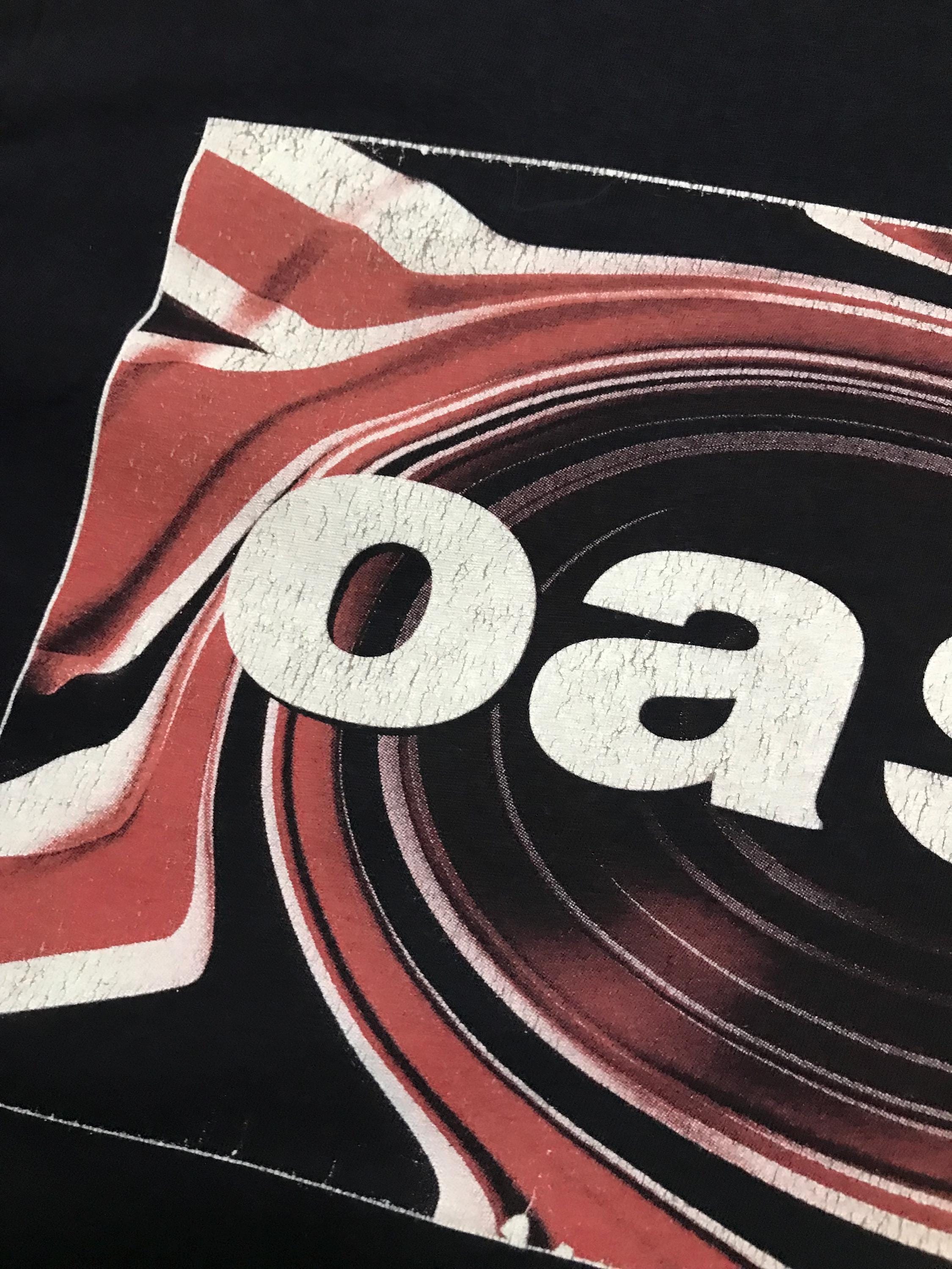 Vintage 90s Oasis English Rock Band Spiral Flag Logo Tour Vintage 90s Oasis English Rock Band Spiral Flag Logo Tour