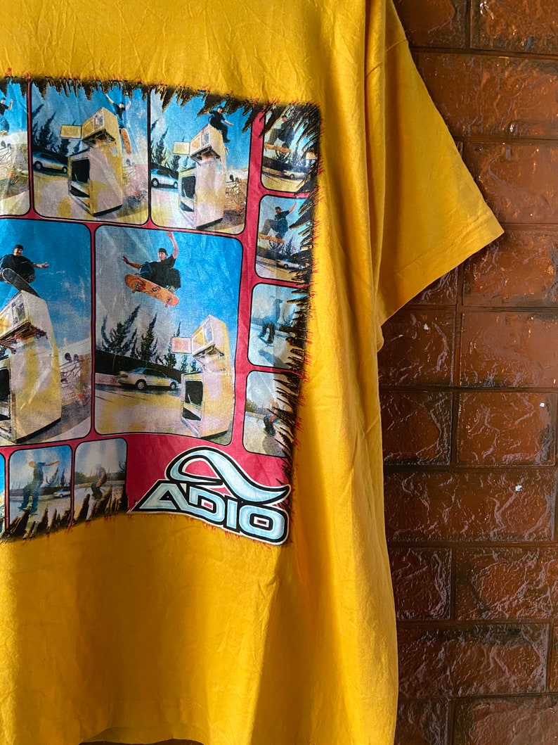Vintage 90s Adio Skateboard Promo Photoprint T Shirt  Hook Ups  90s Skater  90s Streetwear Skateboarding T Shirt Size XL