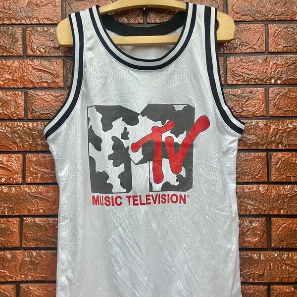 Vintage 90s MTV Top Tank Jersey Alternative Rock Era Celebrity Fashion / Hip Hop 90s / Grunge rock / Skates Style T Shirt Made In Usa Size L