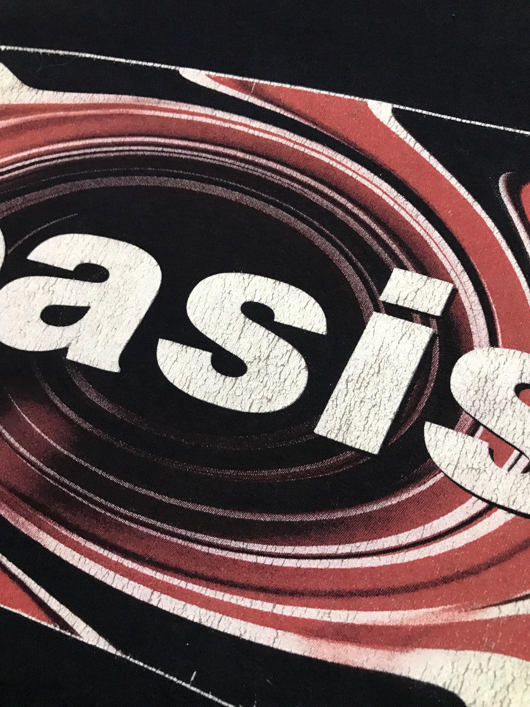 Vintage 90s Oasis English Rock Band Spiral Flag Logo Tour Vintage 90s Oasis English Rock Band Spiral Flag Logo Tour