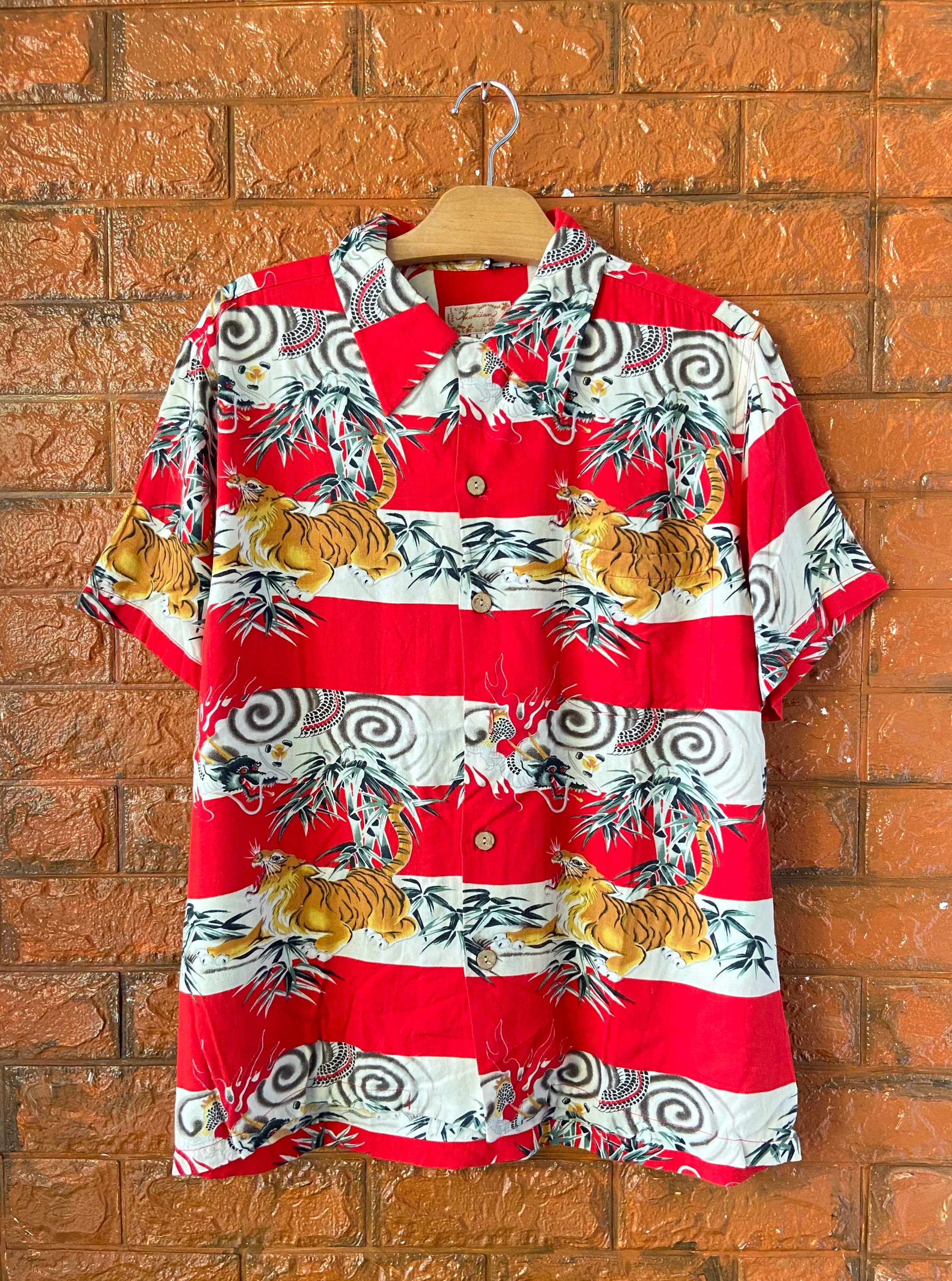 Vintage Japanese Button Down Rayon T Shirt Bengal Tiger Art | Etsy