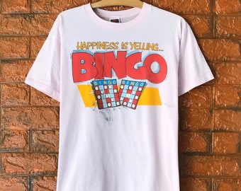 Vintage 90s Bingo Cards Game Pop Art Advertisement Promo T Shirt / 90s Fashion / 90s Fashion Style / 90s Streetwear T Shirt Size L