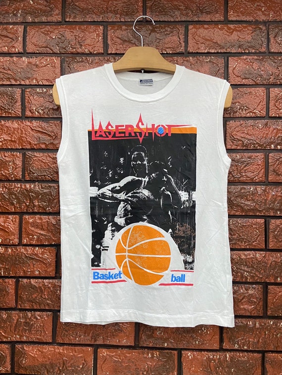 Vintage 90s Laser Shot "Basket Ball" Street Art T… - image 1