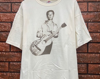 Vintage 90s Rare Billy Bragg "Mermaid Avenue" 1998 Album Promo Woody Guthrie Folk Music T Shirt / Art Rock / Vintage Punk T Shirt Size XL