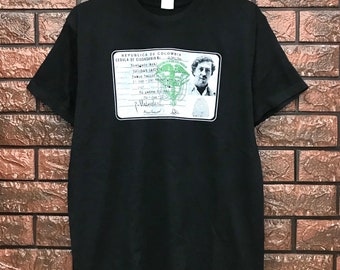Vintage 90s Pablo Escobar "El Patron" Photo Print Mafia Gangster T Shirt / Pop Culture Cult T Shirt / Vintage Horror T Shirt Size M