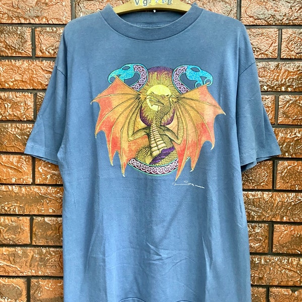 Vintage jaren '90 Fashion Slachtoffer Courtney Davis Mystic Psychedelische Kunst Grafische T Shirt / Vintage Art T Shirt Gemaakt In Usa Maat L