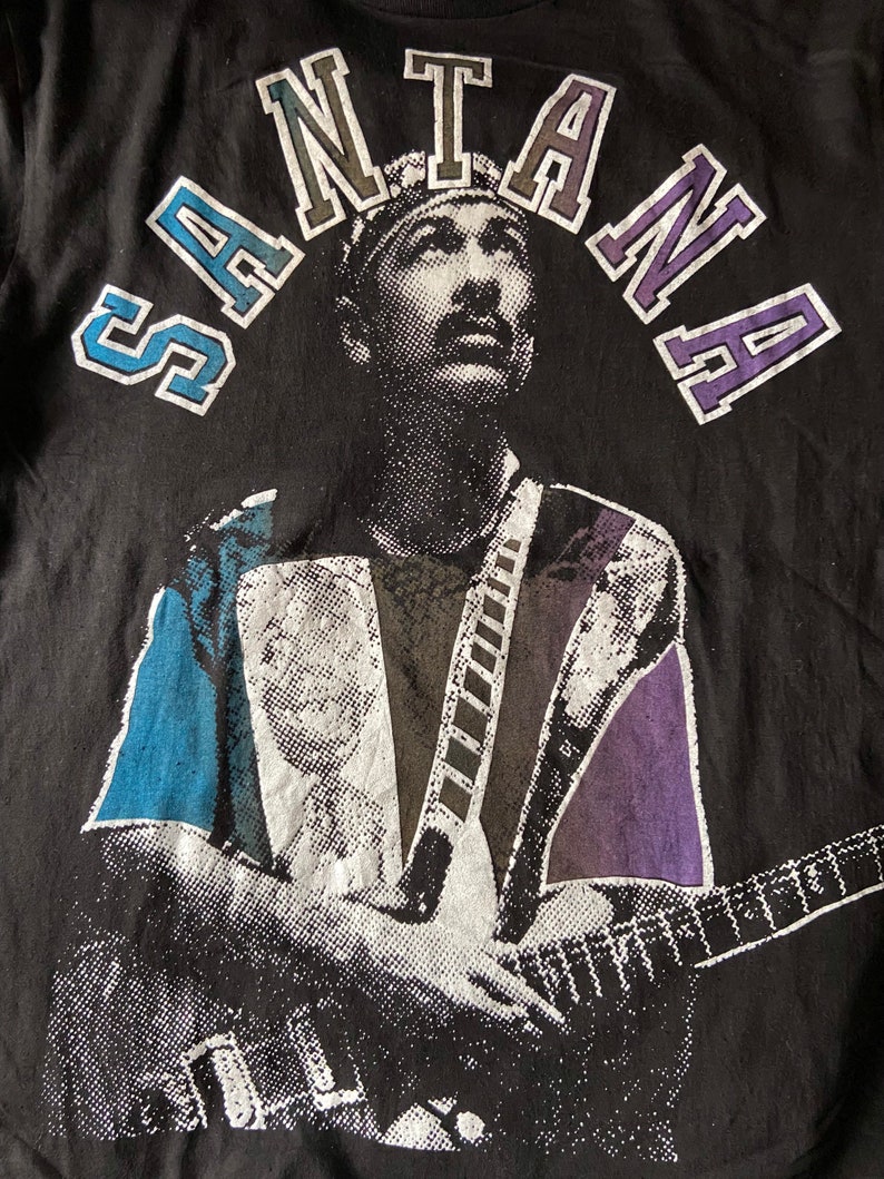 Vintage 90s Santana Legendary Guitarist Tour Promo Raptee Style T Shirt Rock Legend Vintage Tour T Shirt Vintage band T Shirt Size L