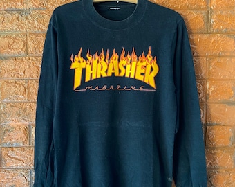 Vintage 90s OG Thrasher Magazine Flame Logo Skates T Shirt / Powell Peralta / Santa Cruz / Old Ghost Design / 90s Streetwear T Shirt Size S