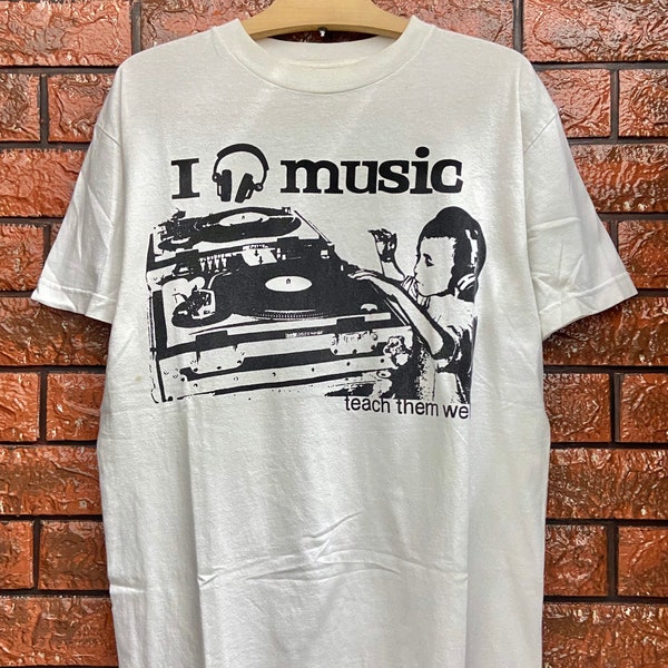 Vintage 00s Technics Turntable System "Teach Them Well" Hip Hop T Shirt / Acid House Techno Music / Streetwear T Shirt Made In Usa Size M