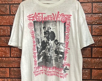 80s OG Stussy NYC Crew Photoprint International Stussy Tribe Era T Shirt / Oldskates T Shirt / Shawn Stussy / 90s Streetwear T Shirt Size L