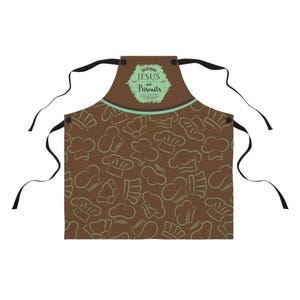 Serving Jesus and Biscuits Apron, Chef Apron Funny, Christian Apron, Cute Kitchen Apron