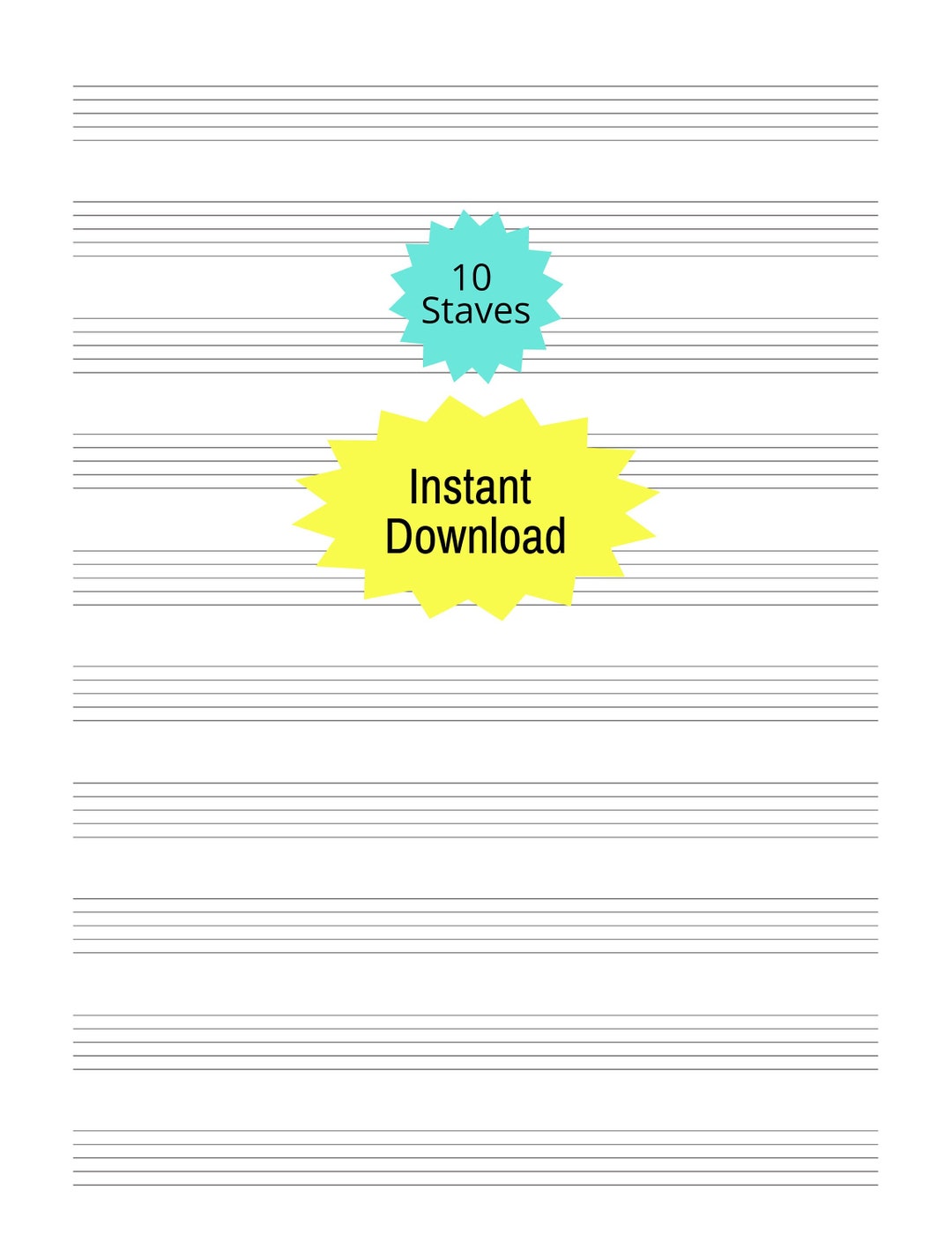 Printable Music Staff Paper, Music Manuscript Paper, Music Staff Paper, Letter Size Music Staff