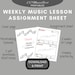 Printable Music Lesson Assignment Sheet, Music Assignment Sheet, Music ...