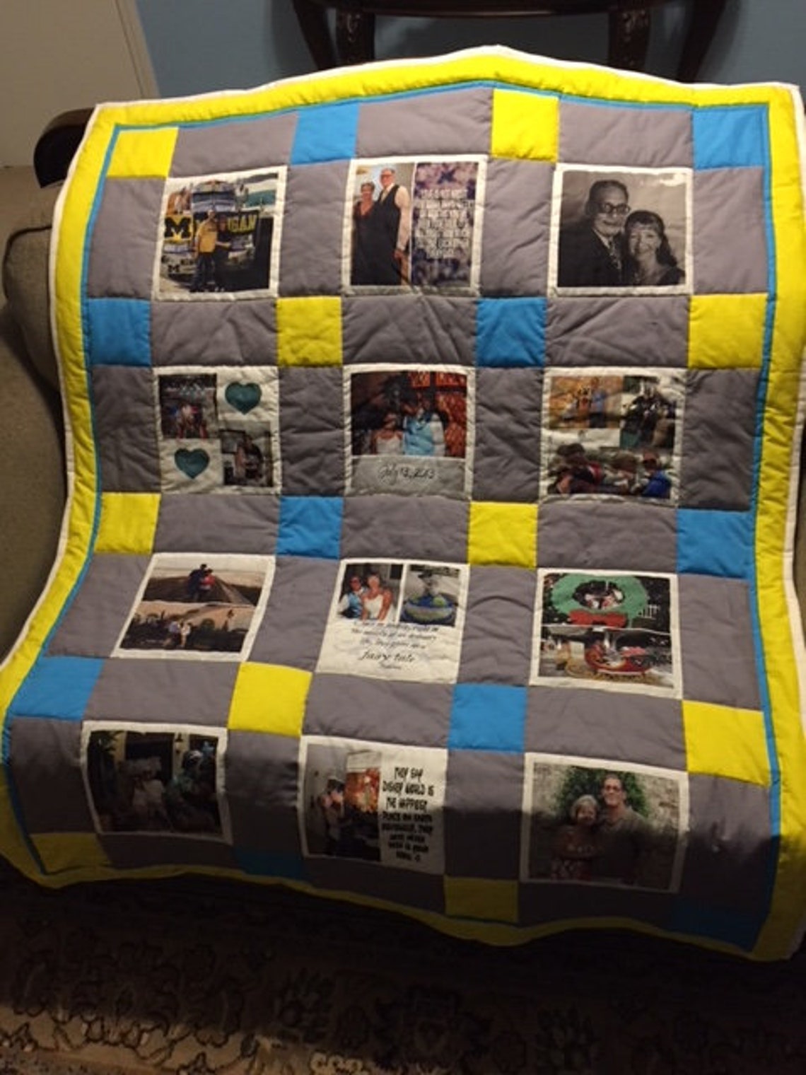 Custom Photo Memory Quilt / PIcture Quilt Great gift for mom Etsy