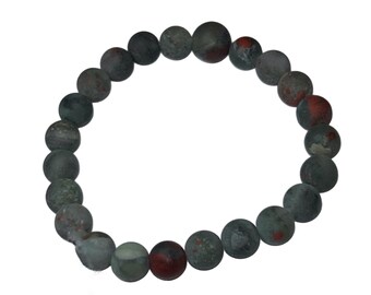 Handgefertigtes Matt Afrikanisches Blutstein Perlen Armband, Unisex Heilschmuck