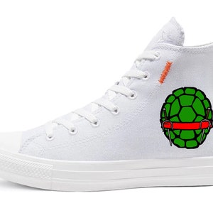 Custom Sneakers by Urban Dapperman: Kowabunga Teenage Mutant Ninja Turtles TMNT Hand-drawn hand painted exclusive design Converse All Stars image 3