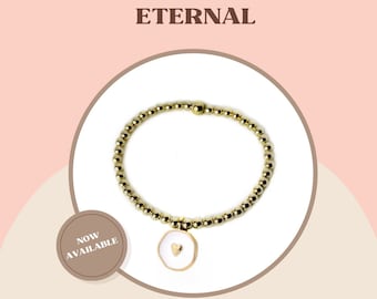 14K Gold Filled Perlenarmband mit Herz Charm, wasserdichter Schmuck