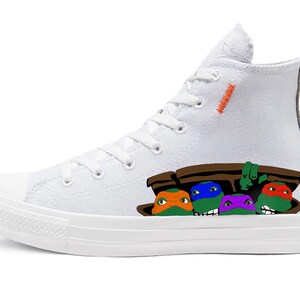 Custom Sneakers by Urban Dapperman: Kowabunga Teenage Mutant Ninja Turtles TMNT Hand-drawn hand painted exclusive design Converse All Stars image 1