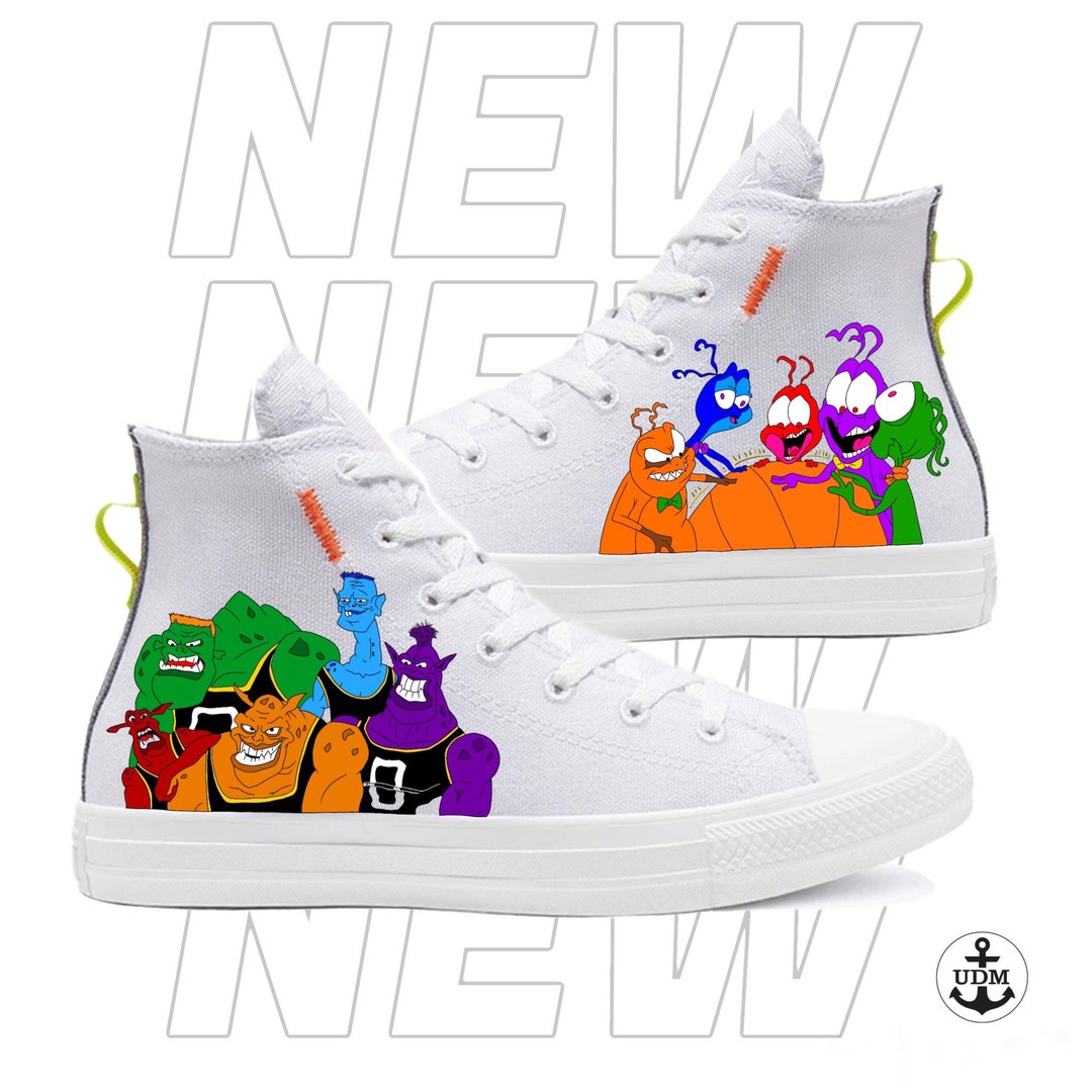 Custom Sneakers by Urban Dapperman: Monstars Space Jam Michael Jordan  Looney Tunes Hand-drawn Painted Exclusive Design Converse All Stars