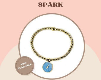 14K Gold Filled Perlen Armband mit Blitz Anhänger