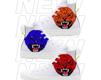 Hand-Painted Tiger Converse All Stars: Custom High Top Sneakers