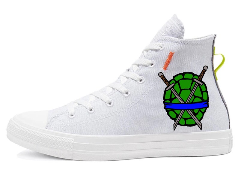 Custom Sneakers by Urban Dapperman: Kowabunga Teenage Mutant Ninja Turtles TMNT Hand-drawn hand painted exclusive design Converse All Stars image 2