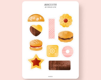 Biscuits Sticker Sheet - cute foodie decor, planner stickers, scrapbooking, food lover gift