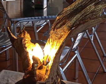 driftwood table light VULCANO