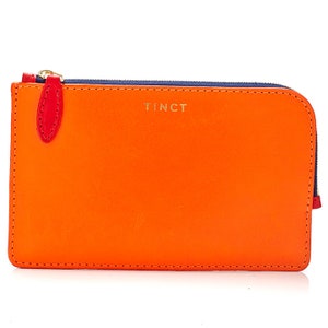 Monedero de viaje / Monedero de pasaporte de cuero naranja / Monedero de cuero naranja / Cartera de viaje personalizada