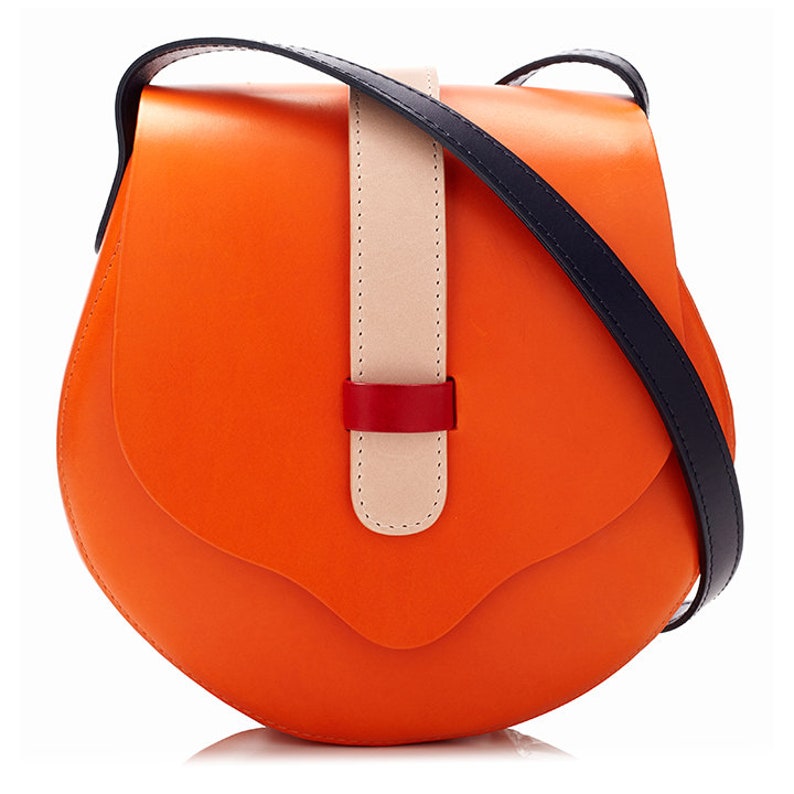 Orange Cross Body Leather Bag Etsy