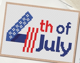 4th July US Independence day Cross Stitch Pattern, Holiday Modern Flag USA Cross Stitch, counted pattern - PDF instant Digital Download