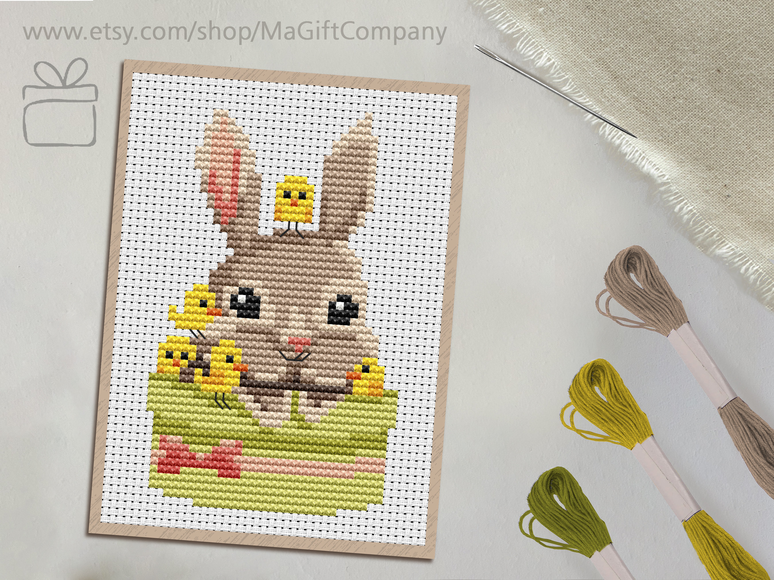 Cross Stitch Easter Design, Cute Rabbit Animal Embroidery, Spring ...