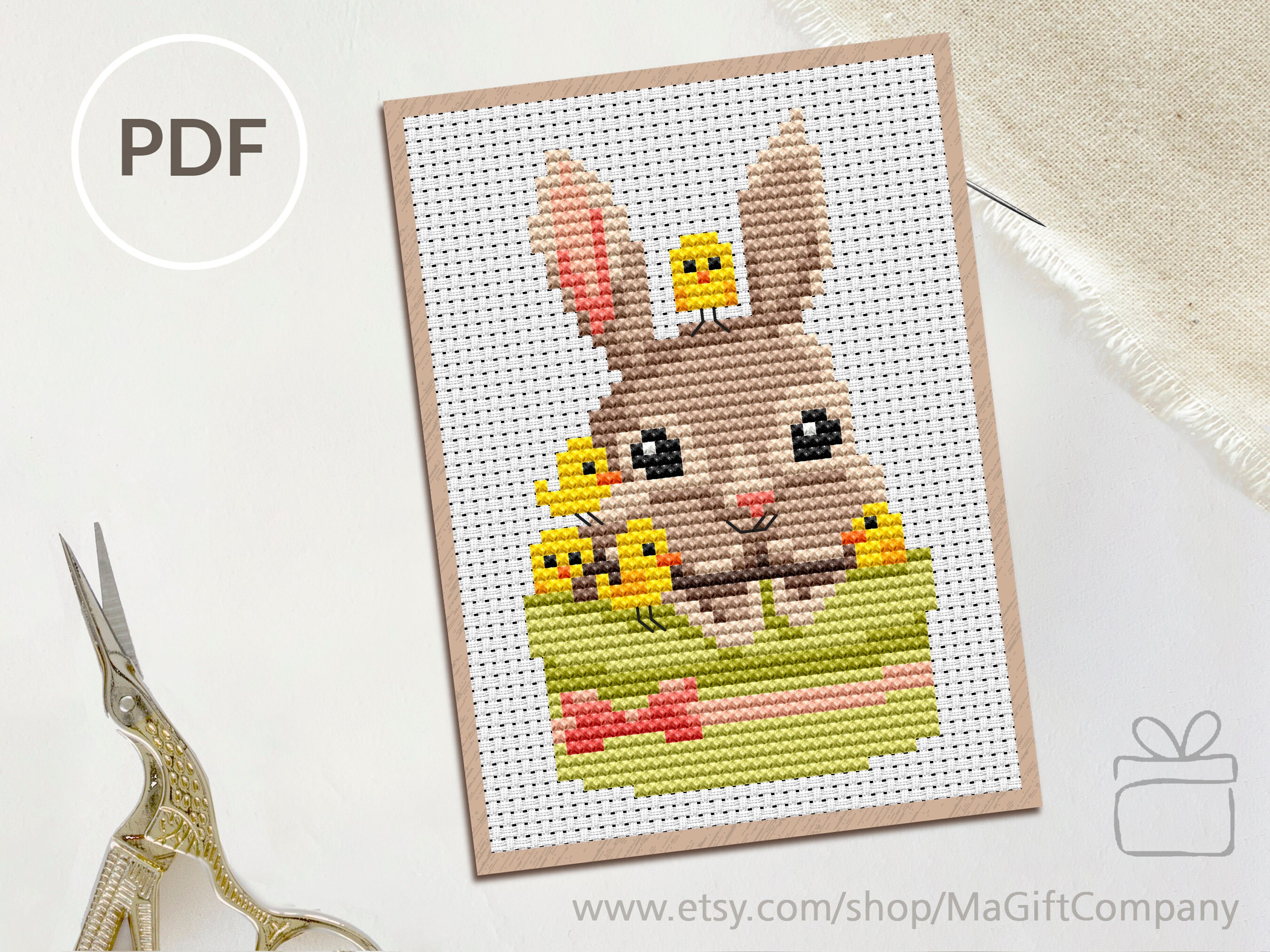 Cross Stitch Easter Design, Cute Rabbit Animal Embroidery, Spring ...