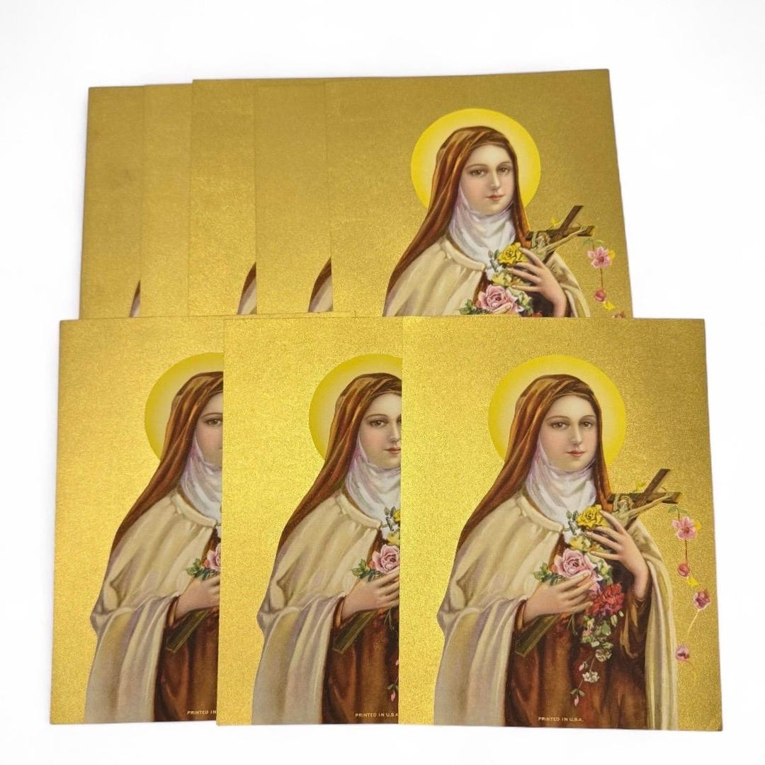 Vintage St. Therese of Lisieux Little Flower Gilt Catholic Art Print ...
