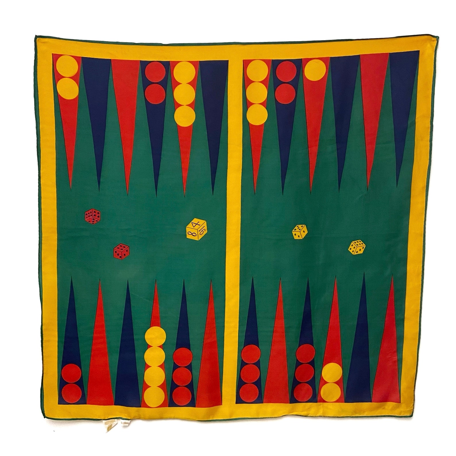 Vintage Retro Mod Backgammon Novelty Print Silk Blend Square Etsy