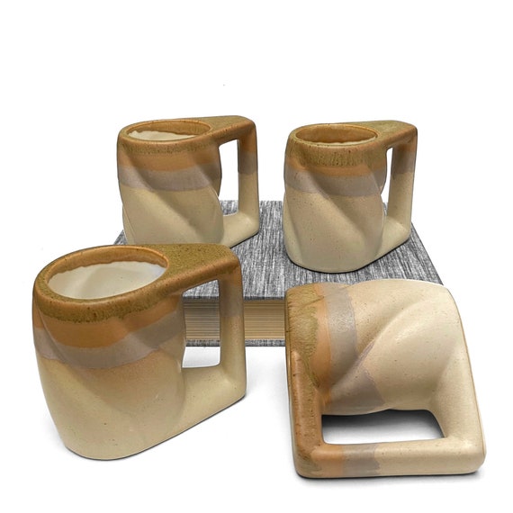 set of 4 Vintage Rodolfo Padilla mugs Drinkware Home & Living Mugs etna