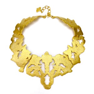 Sachin + Babi Rorschach Brutalist Hammered Matte Goldtone Collar Necklace