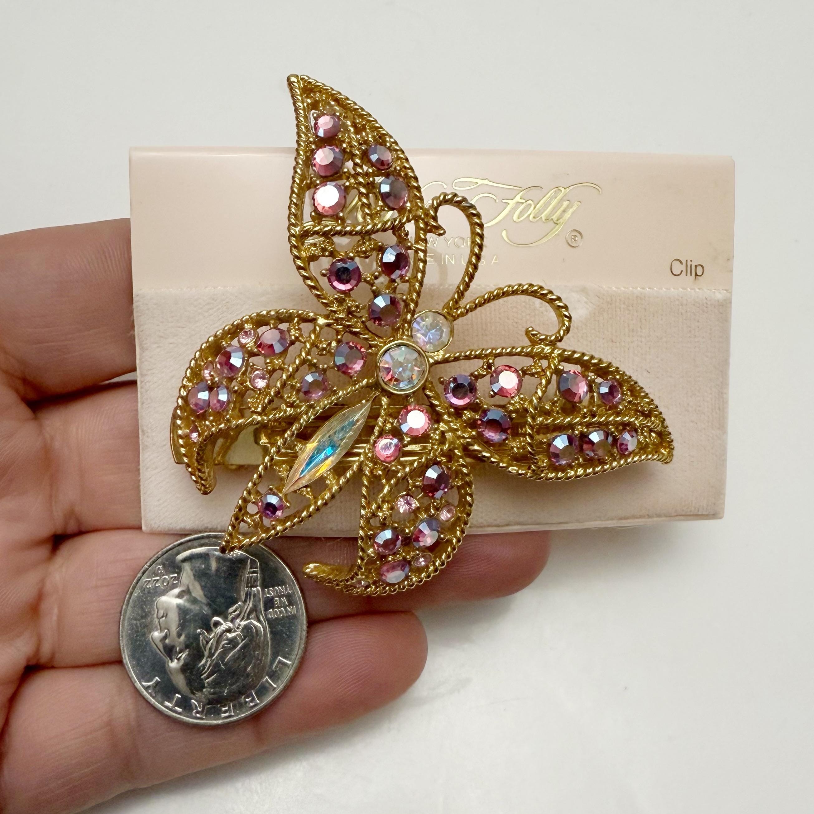 Vintage Kirks Folly AB Pink Crystal Rhinestone Butterfly  display picture 2