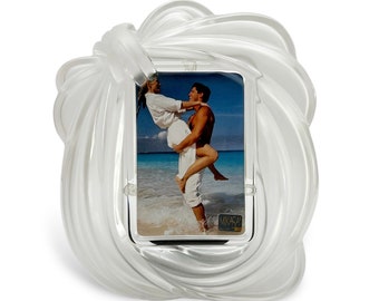 Vintage Postmodern MIKASA Frosted Glass Sculptural Crystal Lovers Knot Picture Frame