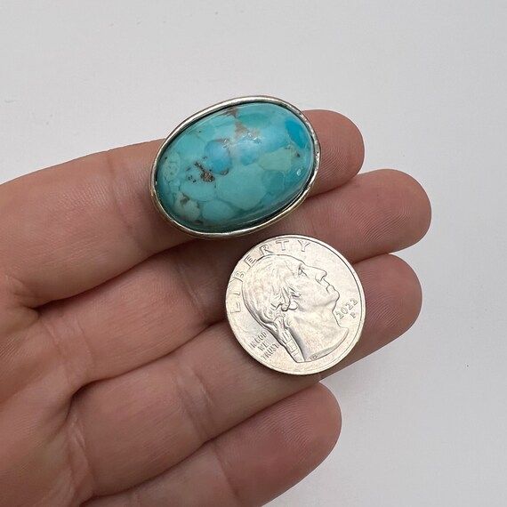 Vintage Chunky Turquoise 925 Sterling Silver Flor… - image 3