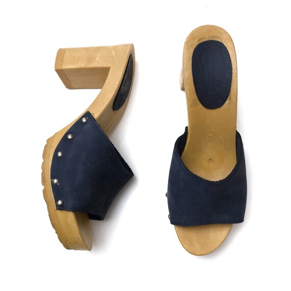 Vintage 1980s Candies Demi Navy Blue Leather High