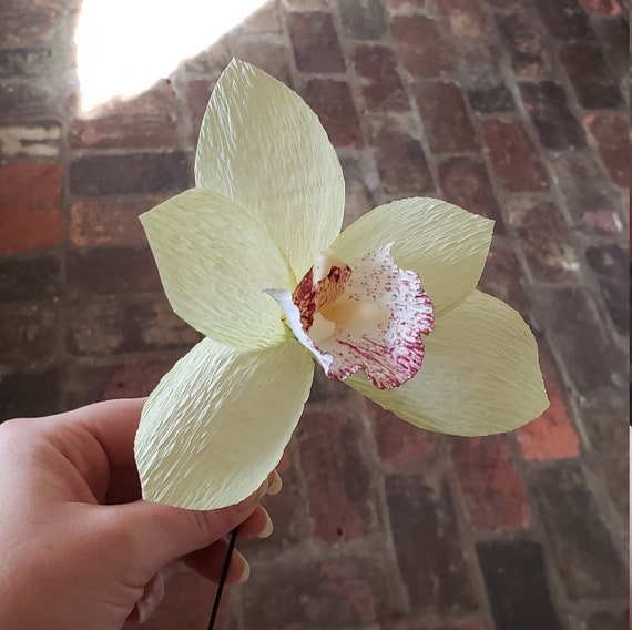 crepe paper orchid handmade pale green and magenta orchid etsy